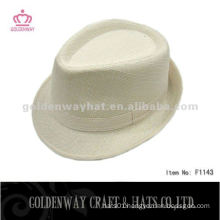 Fashion white polyester fedora hat cheap for wholesale